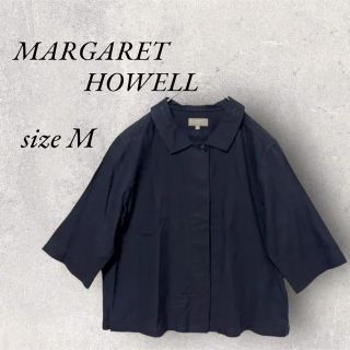 マーガレットハウエル(MARGARET HOWELL)のMARGARET HOWELL 綿100% 黒トップス　size 2(シャツ/ブラウス(長袖/七分))