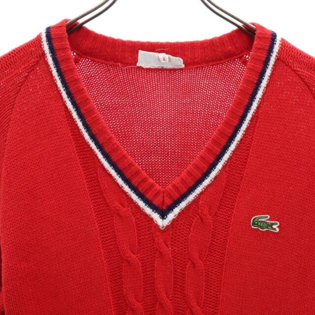 LACOSTE - ラコステ Vネック ニット 3 レッド系 CHEMISE LACOSTE ロゴ