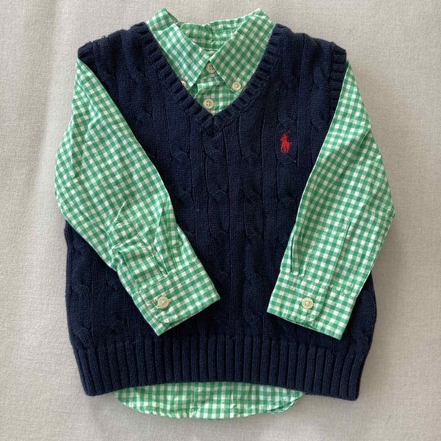 Ralph Lauren(ラルフローレン)のラルフローレン   グリーンチェックシャツ　12M キッズ/ベビー/マタニティのベビー服(~85cm)(シャツ/カットソー)の商品写真