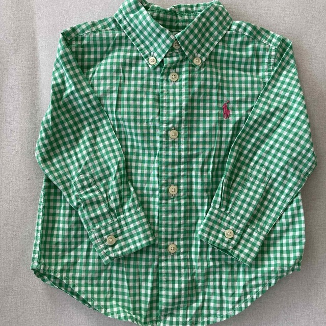 Ralph Lauren(ラルフローレン)のラルフローレン   グリーンチェックシャツ　12M キッズ/ベビー/マタニティのベビー服(~85cm)(シャツ/カットソー)の商品写真