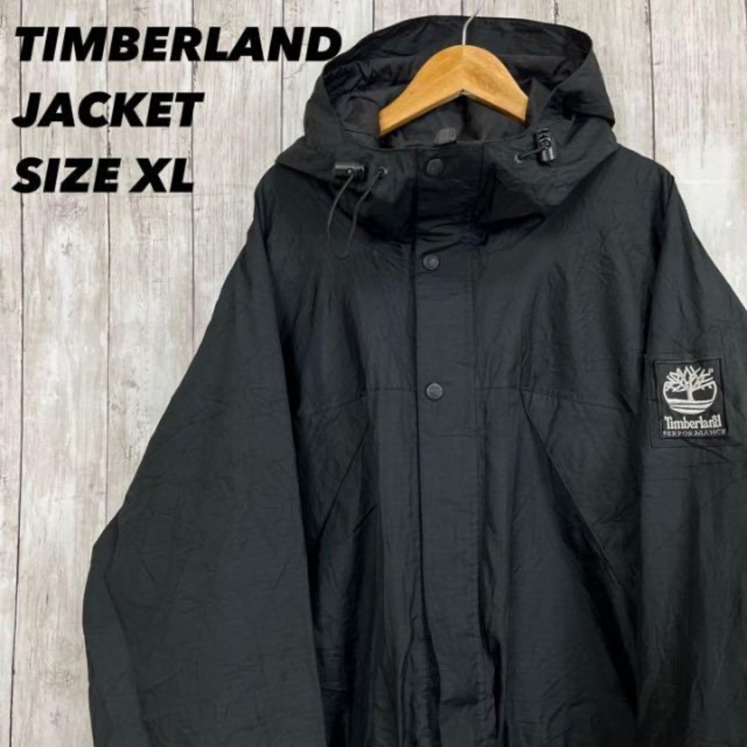 TIMBERLANDティンバーランド　刺繍ロゴマウンテンパーカー　黒　サイズXL | フリマアプリ ラクマ