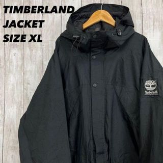TIMBERLANDティンバーランド 刺繍ロゴマウンテンパーカー 黒 サイズXL-