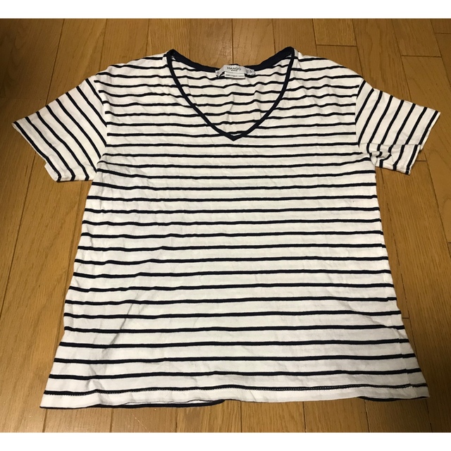 MANGO(マンゴ)のMango Vネック　ストライプTシャツ レディースのトップス(Tシャツ(半袖/袖なし))の商品写真