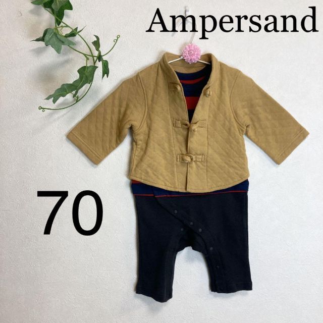 子供服70男の子Ampersand(アンパサンド)綿コットン100%黄色赤黒 アンパサンド★ロンパース70
