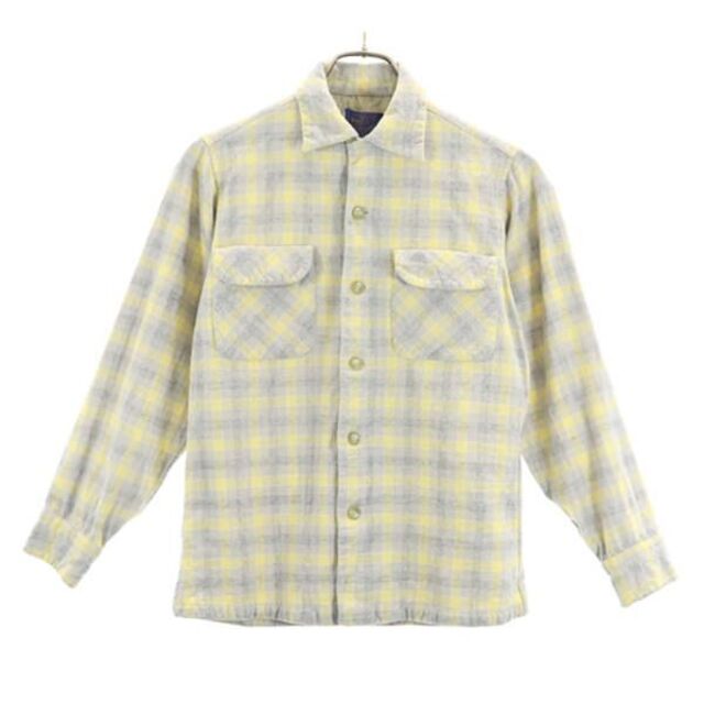 ペンドルトン 50ｓ　 チェック 長袖 シャツ S 黄系 PENDLETON ウール メンズ 【R220914】