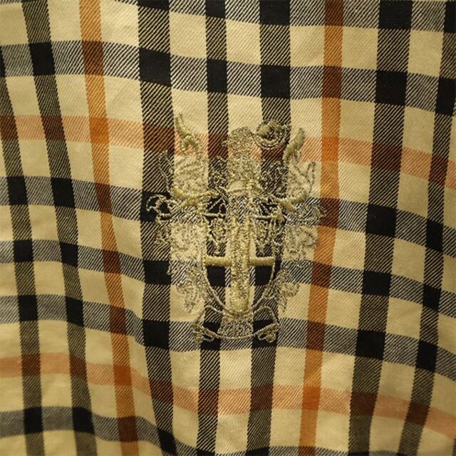 DAKS - ダックス 切替 チェック 長袖 ポロシャツ L ベージュ系 DAKS