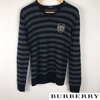 バーバリーブラックレーベル(BURBERRY BLACK LABEL)の美品 BURBERRY BLACK LABEL 長袖ニット ボーダー サイズ2(ニット/セーター)