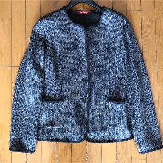 美品 ホッブスロンドン ノーカラージャケット ショート丈 ロイヤル