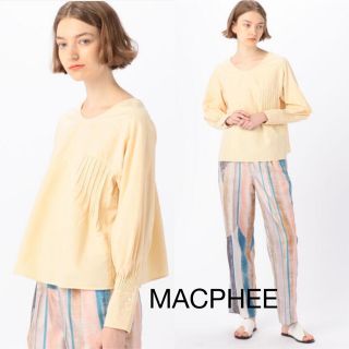 マカフィー(MACPHEE)の【美品】MACPHEE コールテン 長袖タックブラウス クリーム色(シャツ/ブラウス(長袖/七分))