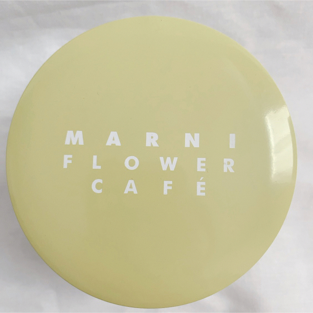 Marni(マルニ)のMARNI  マルニ　フラワーカフェ　 ブリキ缶　 加藤製作所 黄色×茶色 インテリア/住まい/日用品のキッチン/食器(収納/キッチン雑貨)の商品写真