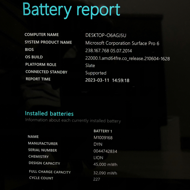 【良品】Surface Pro 6 i5 8G 256G Windows11