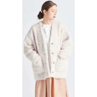 yori 2019AW リボンフードショートコート 36 クリーム