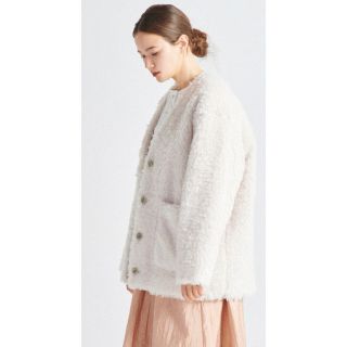 yori 2019AW リボンフードショートコート 36 クリーム