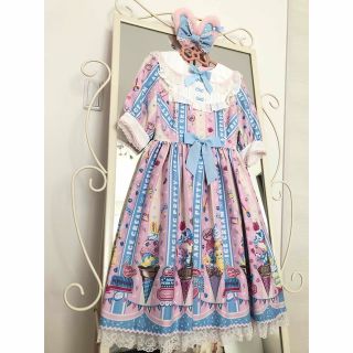 アンジェリックプリティー(Angelic Pretty)の【値下げ】2点set☆Ice Cream Parlrワンピ&カチューシャ(ひざ丈ワンピース)