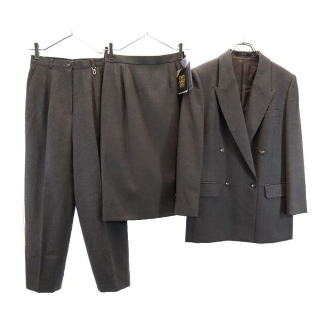 ダックス スーツ 3点 セットアップ 上下 9AR グレー系 DAKS ジャケット スカート パンツ レディース   【220901】