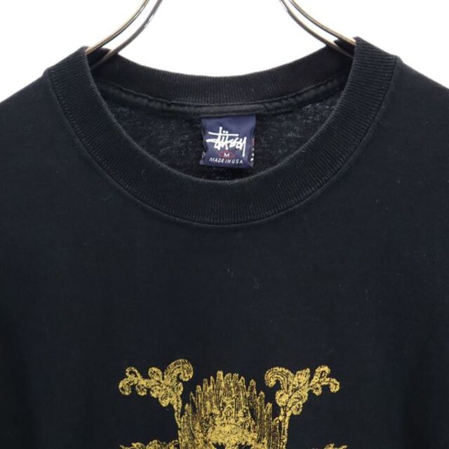 ステューシー 90s 紺タグ USA製 ロゴプリント 半袖 Tシャツ M 黒 STUSSY メンズ 古着 220901