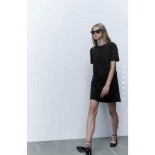 ザラ(ZARA)のzara フェイクスウェードワンピース ブラック(ミニワンピース)