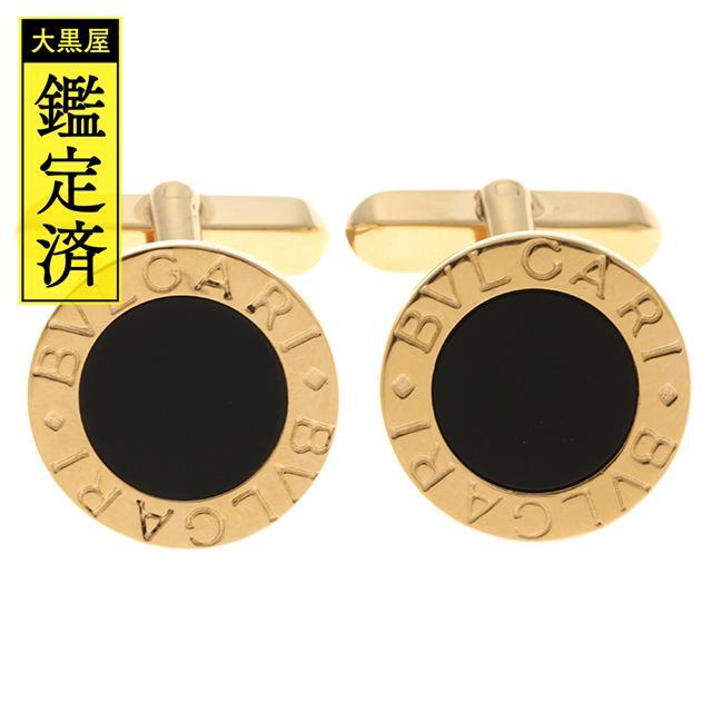 BVLGARI - ブルガリ  BBカフス　イエローゴールド　オニキス　約14.1g 【430】