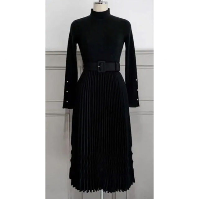 herlipto Pleated Wool-Blend Long Dress