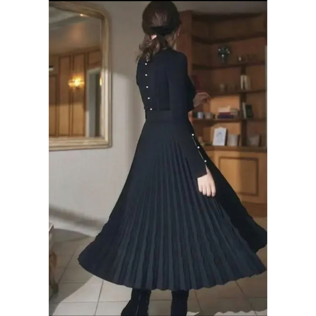 Her lip to(ハーリップトゥ)のherlipto Pleated Wool-Blend Long Dress レディースのワンピース(ロングワンピース/マキシワンピース)の商品写真