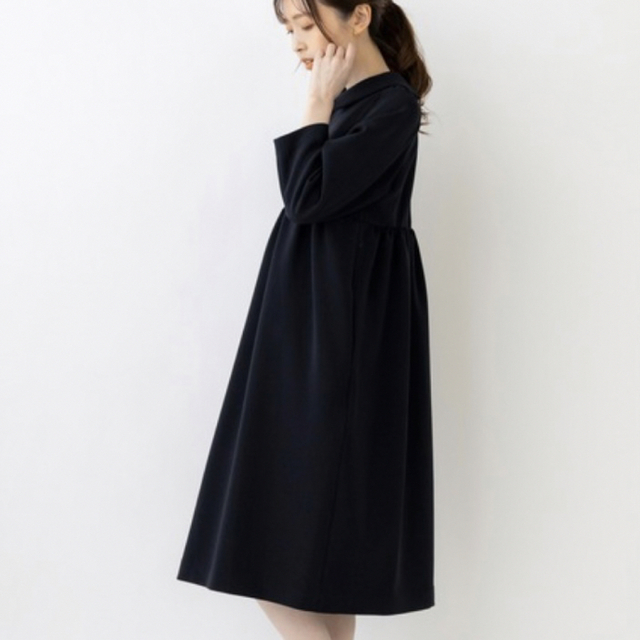 sono sononavy ネイビー セミフレア ダブルクロスワンピース