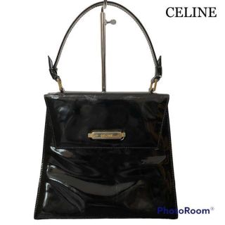 プラダ(PRADA)のセリーヌ　 CELINE ハンドバッグ　黒　エナメル(ハンドバッグ)