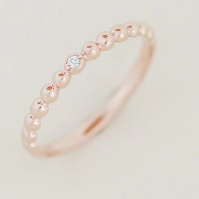 【ほぼ未使用】K10 ピンクゴールド １粒ダイヤ リング レディースのアクセサリー(リング(指輪))の商品写真