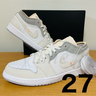 ナイキ(NIKE)の新品 27 ナイキ エアジョーダン1 LOW クラフト ホワイト グレー(スニーカー)