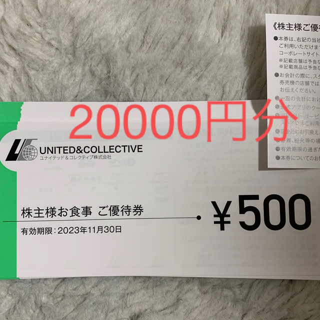 最新 20,000円分 ユナイテッド＆コレクティブ 株主優待