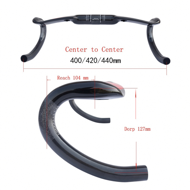 フルカーボンハンドル ドロップハンドル 31.8x440mm