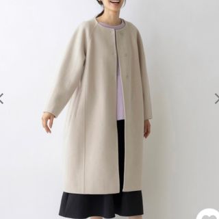 ソーノ(Sono)のsono 22FW ベージュ　ノーブリーコクーンリバーコート　ダブルフェイス(ロングコート)