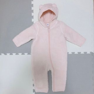 ベビーギャップ(babyGAP)の【美品】Baby GAP カバーオール 80cm くま耳 ベビーピンク(カバーオール)