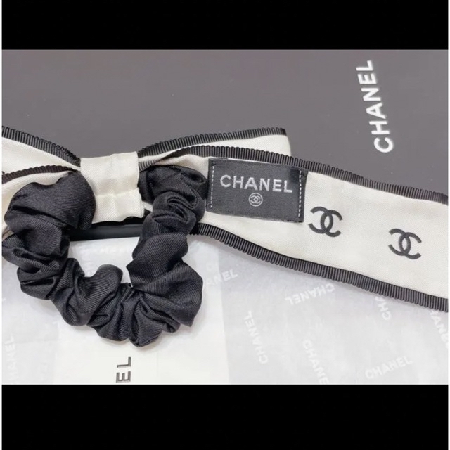 限定　CHANEL シャネル　リボン　シュシュ　ココマーク　エクリュ　白　新品 3