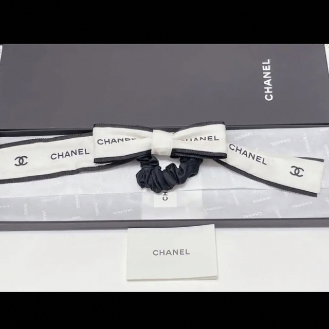 限定　CHANEL シャネル　リボン　シュシュ　ココマーク　エクリュ　白　新品