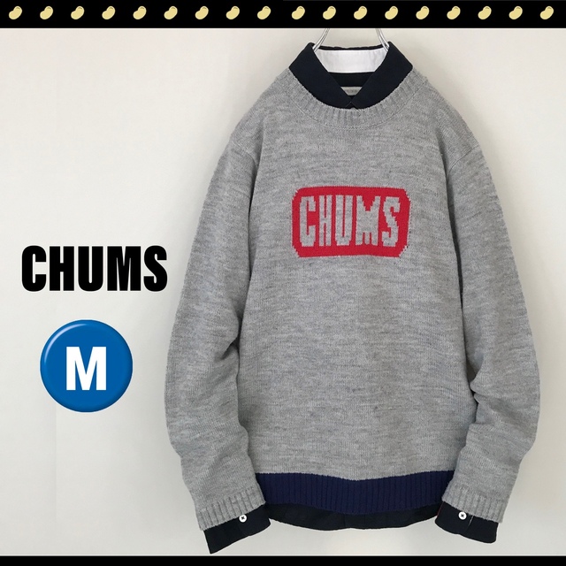 CHUMS(チャムス)のチャムス★ウール混杢ニット★クルーネックセーター★ロゴ入 メンズのトップス(ニット/セーター)の商品写真