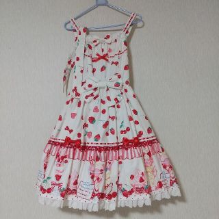 アンジェリックプリティー(Angelic Pretty)のAngelicpretty JSK Strawberryパフェ　カチューシャあり(ひざ丈ワンピース)