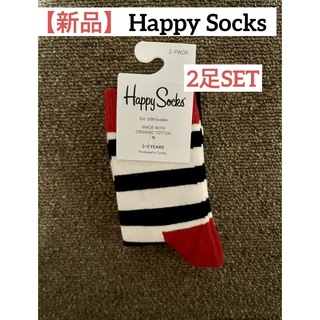 ハッピーソックス(Happy Socks)の【新品】happy socks 2足SET 2-3Y 靴下　ボーダー　水玉(靴下/タイツ)