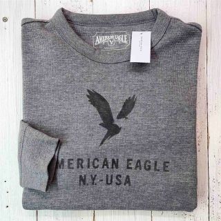 アメリカンイーグル(American Eagle)のふわふわワッフル生地！クラシカルロゴで大人スタイル♩長袖Tシャツ【L】ロンT(Tシャツ/カットソー(七分/長袖))