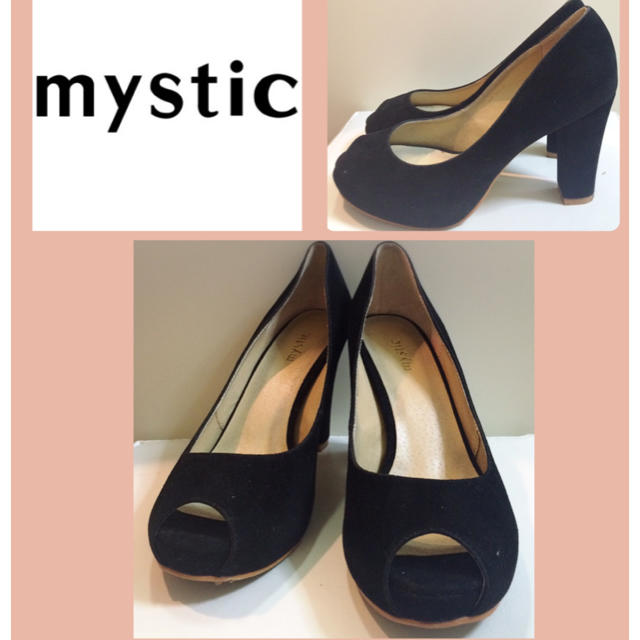 mystic(ミスティック)のミスティック♡ブラックスエード オープントゥ パンプス♡ レディースの靴/シューズ(ハイヒール/パンプス)の商品写真