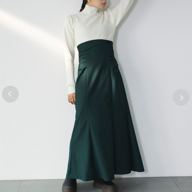 数量限定特価】 【emmi atelier】ニットコンビハイウエストワンピース