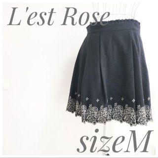 レストローズ(L'EST ROSE)の新品未使用 L'estRose レストローズ ディズニー コラボ スカート 黒(ひざ丈スカート)