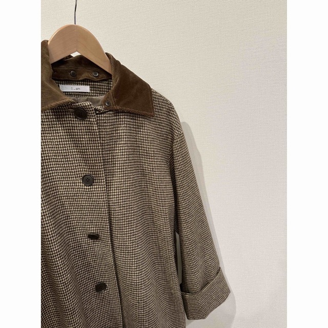 i am eim corduroy collar check coat - ロングコート