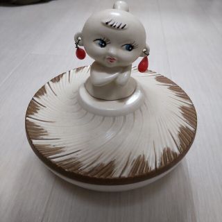 栗原陶器　女の子　蓋付き容器　瀬戸物(陶芸)