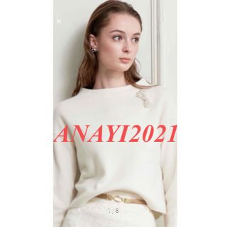 アナイ(ANAYI)のANAYI 【連休期間限定値下げ】ウールカシミア♡リボンビジューパール✨トップス(ニット/セーター)