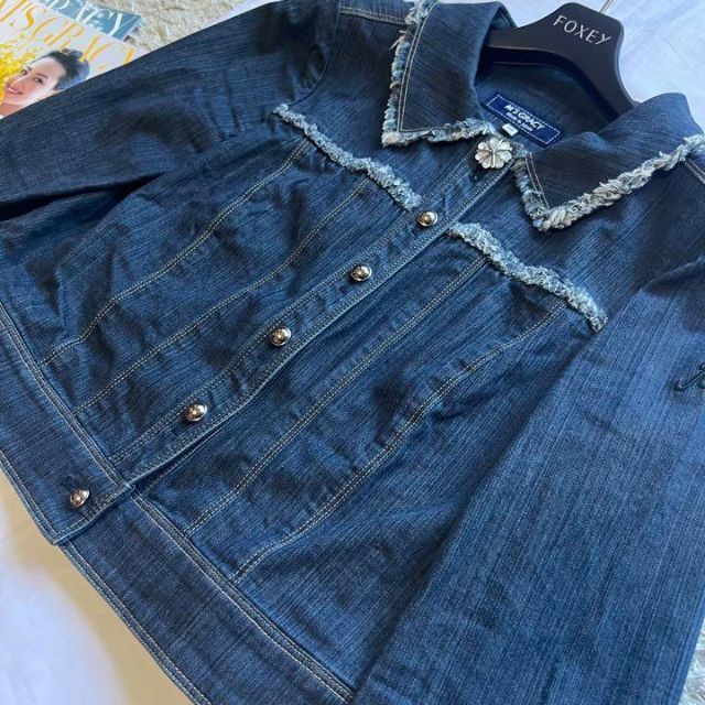 【美品】M'S GRACY デニムジャケット ビジュー 襟 ボタン 38 M