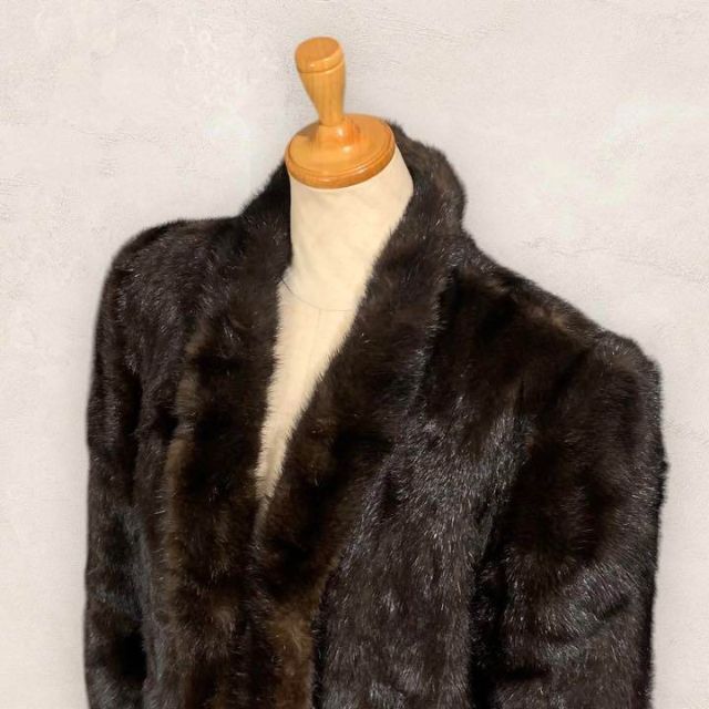 美品】SAGA MINK サガミンク 毛皮コート リアルファー 11号 L 黒-