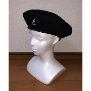 カンゴール(KANGOL)のM 美品 KANGOL ウールビッグモンティ ベレー帽 ハンチング ブラック 黒(ハンチング/ベレー帽)