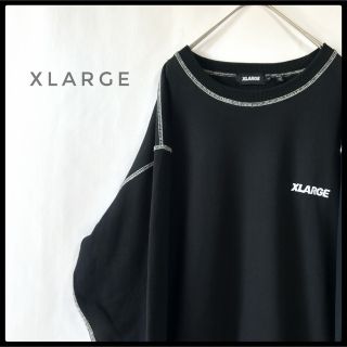 【最高デザイン】☘️XLARGE☘L☘青☘スウェット☘刺繍☘プルオーバー☘ゆるだぼ