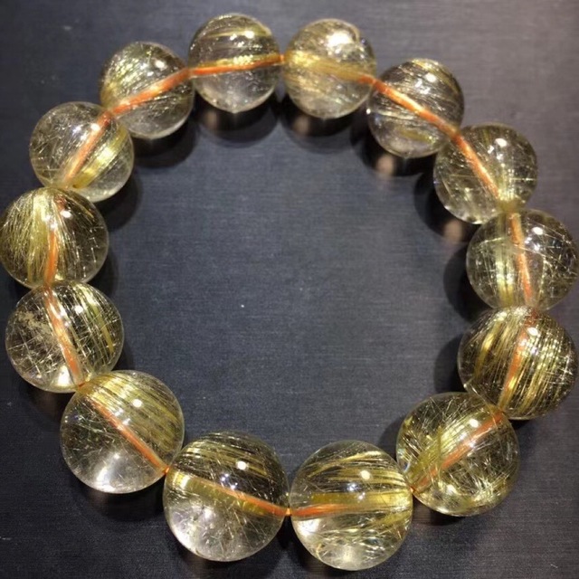 特価】 ⭐︎【天然】ゴールド ルチル クオーツ ブレスレット 16mm