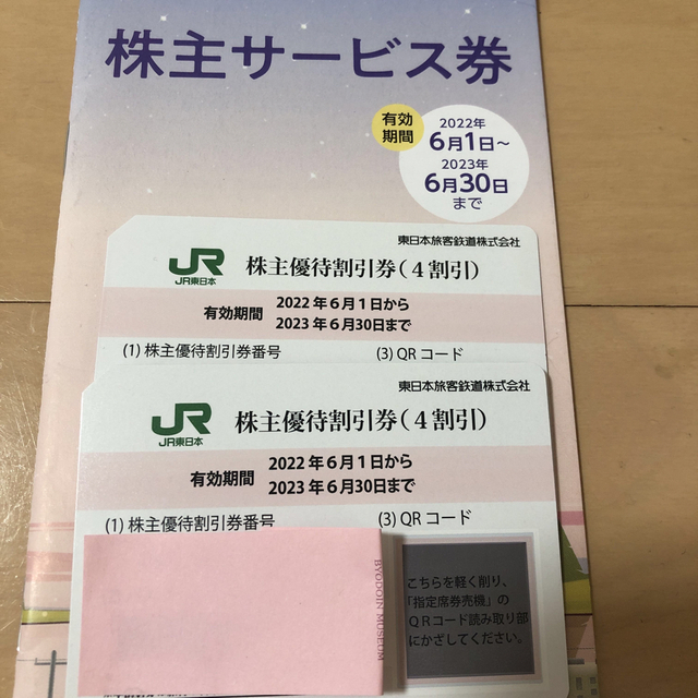 JR東日本　株主優待割引券(4割引券)　2枚